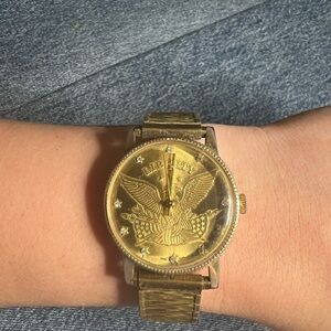 70s Vintage Coin Gold Watch